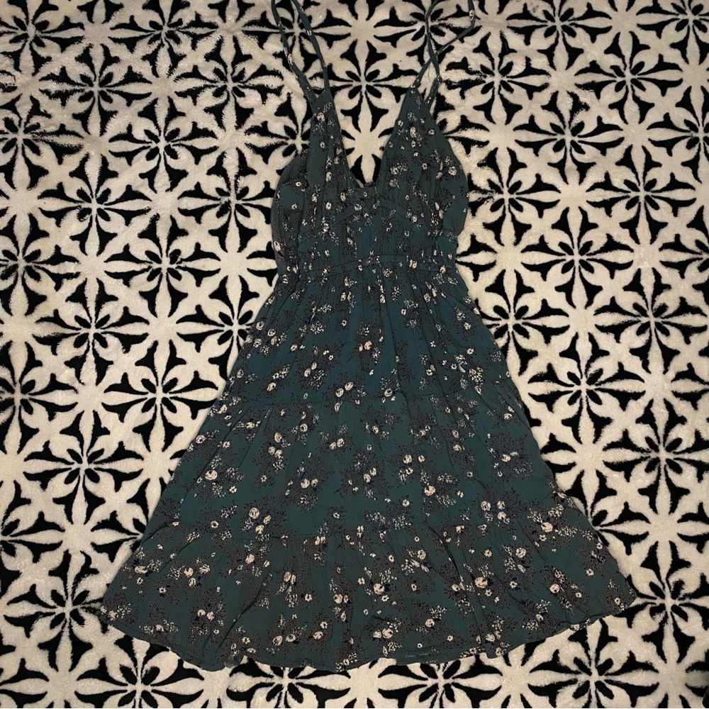 Teal blue dress with cute designs
